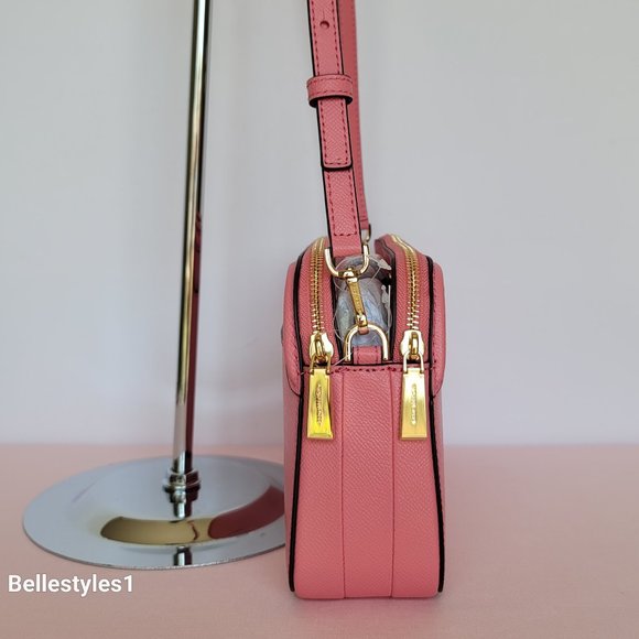 MICHAEL KORS Houston Large Crossgrain Leather Crossbody-Tea Rose color🎈⭐$138. - Picture 9 of 16